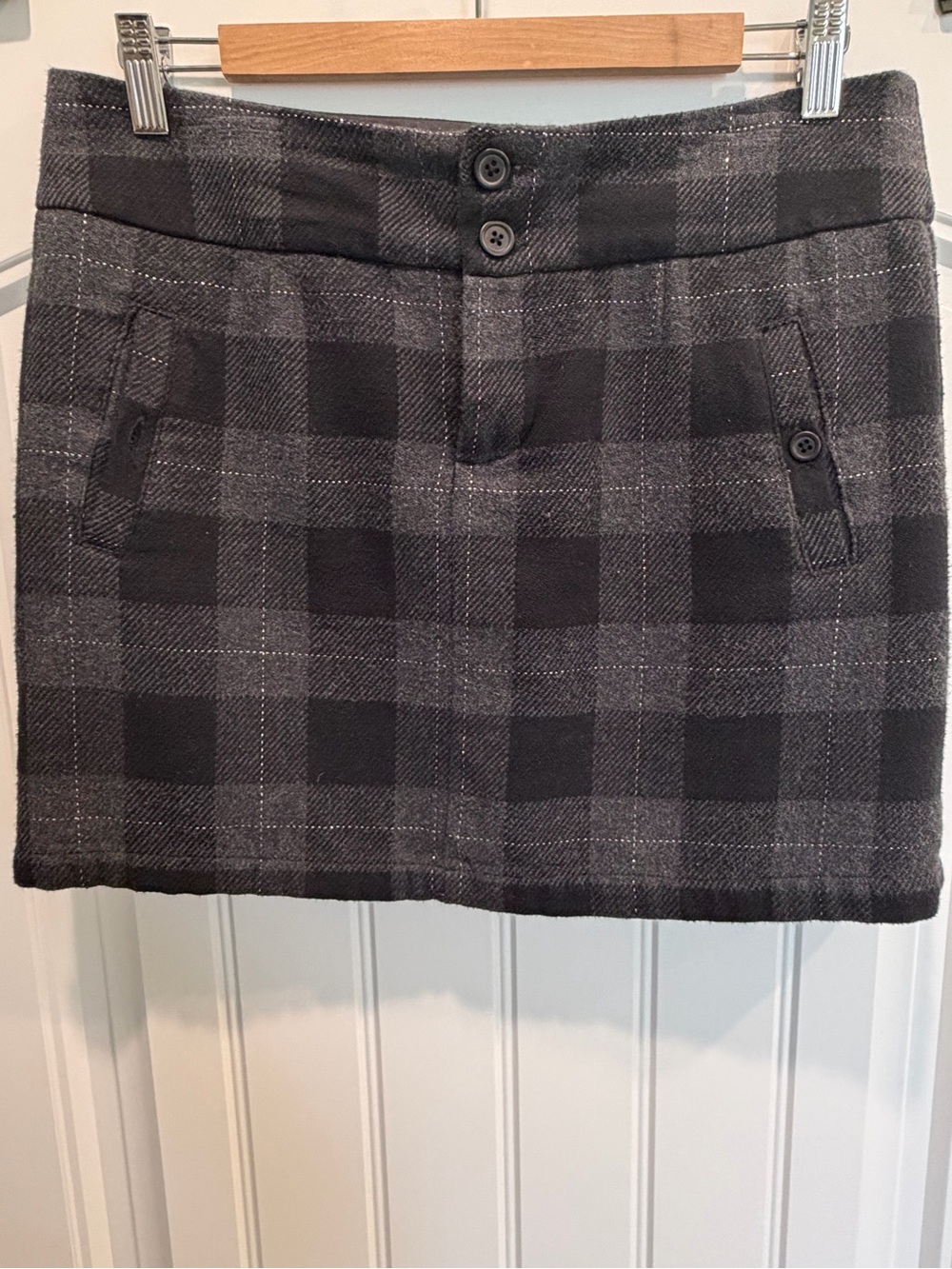 GAP Charcoal Plaid Mini Skirt